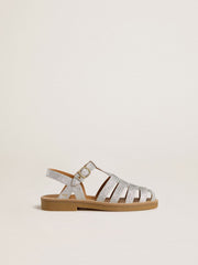 Golden Goose Maxime Junior sandals in silver micro-glitter
