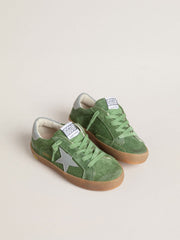 Golden Goose Young Super-Star in green suede with baby blue star and heel tab