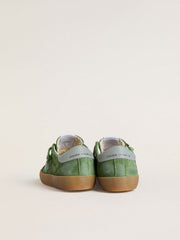 Golden Goose Young Super-Star in green suede with baby blue star and heel tab