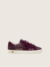 Golden Goose Young Old School in burgundy glitter with burgundy suede star and heel tab