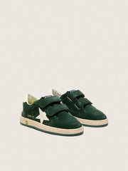 Golden Goose Young Ball Star in forest-green suede with cream leather star and heel tab