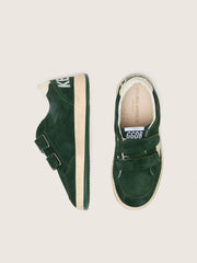 Golden Goose Young Ball Star in forest-green suede with cream leather star and heel tab