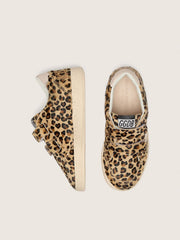 Golden Goose Young Ball Star in leopard-print pony skin with pink leather star and heel tab