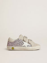 Golden Goose Teen Old School in silver and pink glitter with white leather star