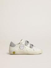 Golden Goose Young Old School in white leather with silver Swarovski crystal heel tab and straps