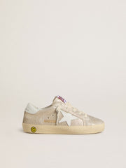 Golden Goose Young Super-Star in sand-colored laminated-effect suede with white leather star