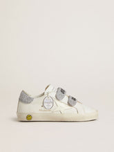 Golden Goose Teen Old School in white leather with silver Swarovski crystal heel tab and straps