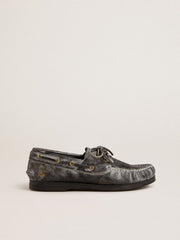 Golden Goose Cruise Teen loafer in distressed-effect black leather