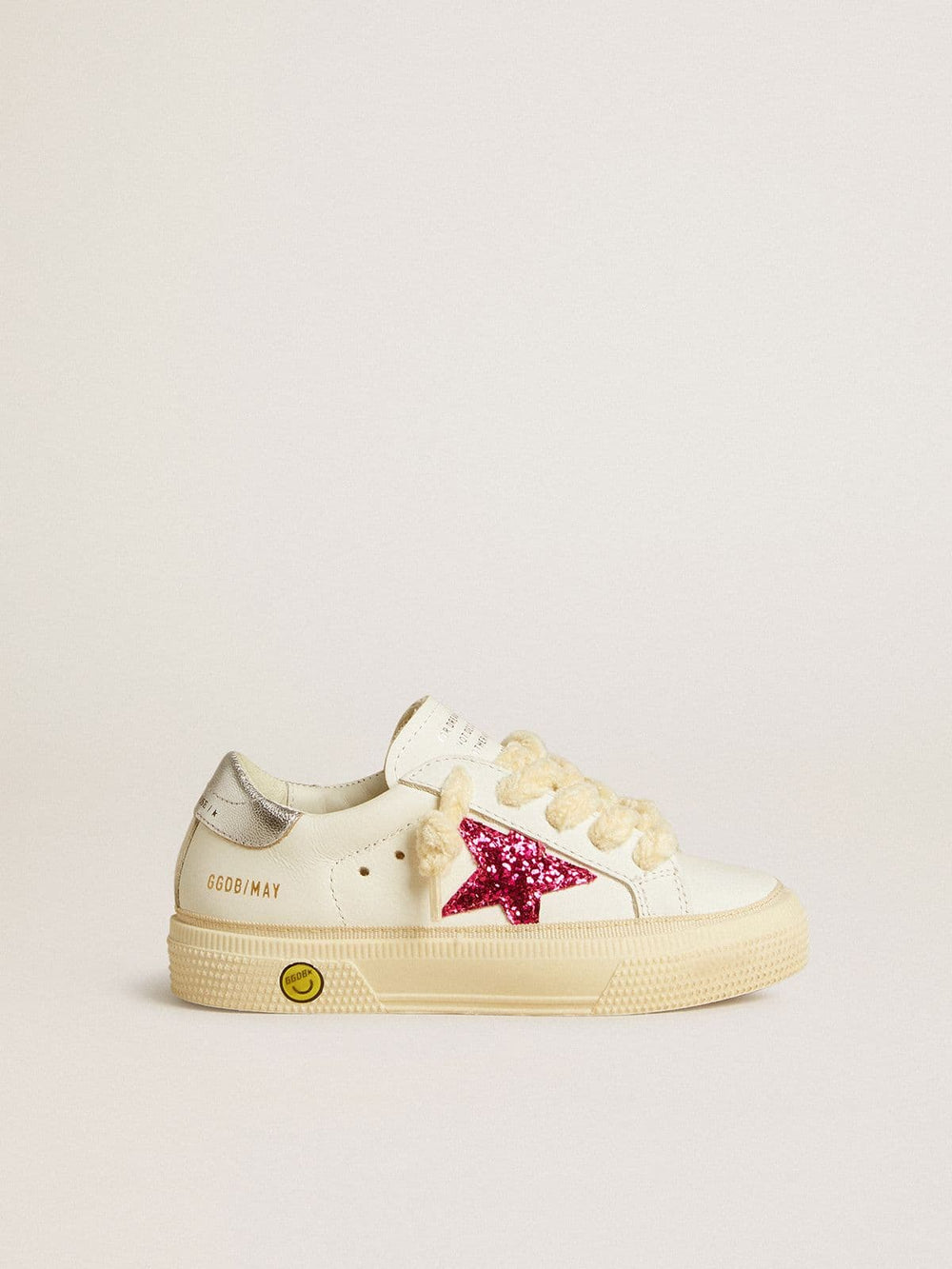 Golden Goose May Young with fuchsia glitter star and metallic leather heel tab
