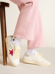 Golden Goose May Young with fuchsia glitter star and metallic leather heel tab