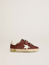 Golden Goose Old School Junior in burgundy glitter with leather star and heel tab