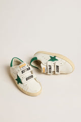 Golden Goose Old School Teen with green suede star and heel tab