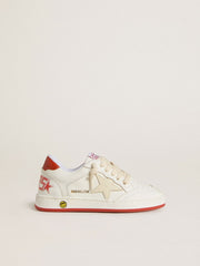 Golden Goose Young Ball Star in leather with cream-colored star and red leather heel tab
