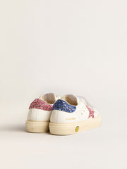 Golden Goose Young May School in leather with glitter star and heel tab