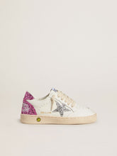 Golden Goose Young Ball Star with silver glitter star and pink glitter heel tab