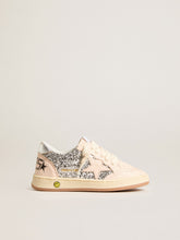 Golden Goose Young Ball Star in glitter with silver metallic leather heel tab