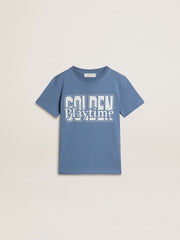 Golden Goose Boys' blue T-shirt with white print
