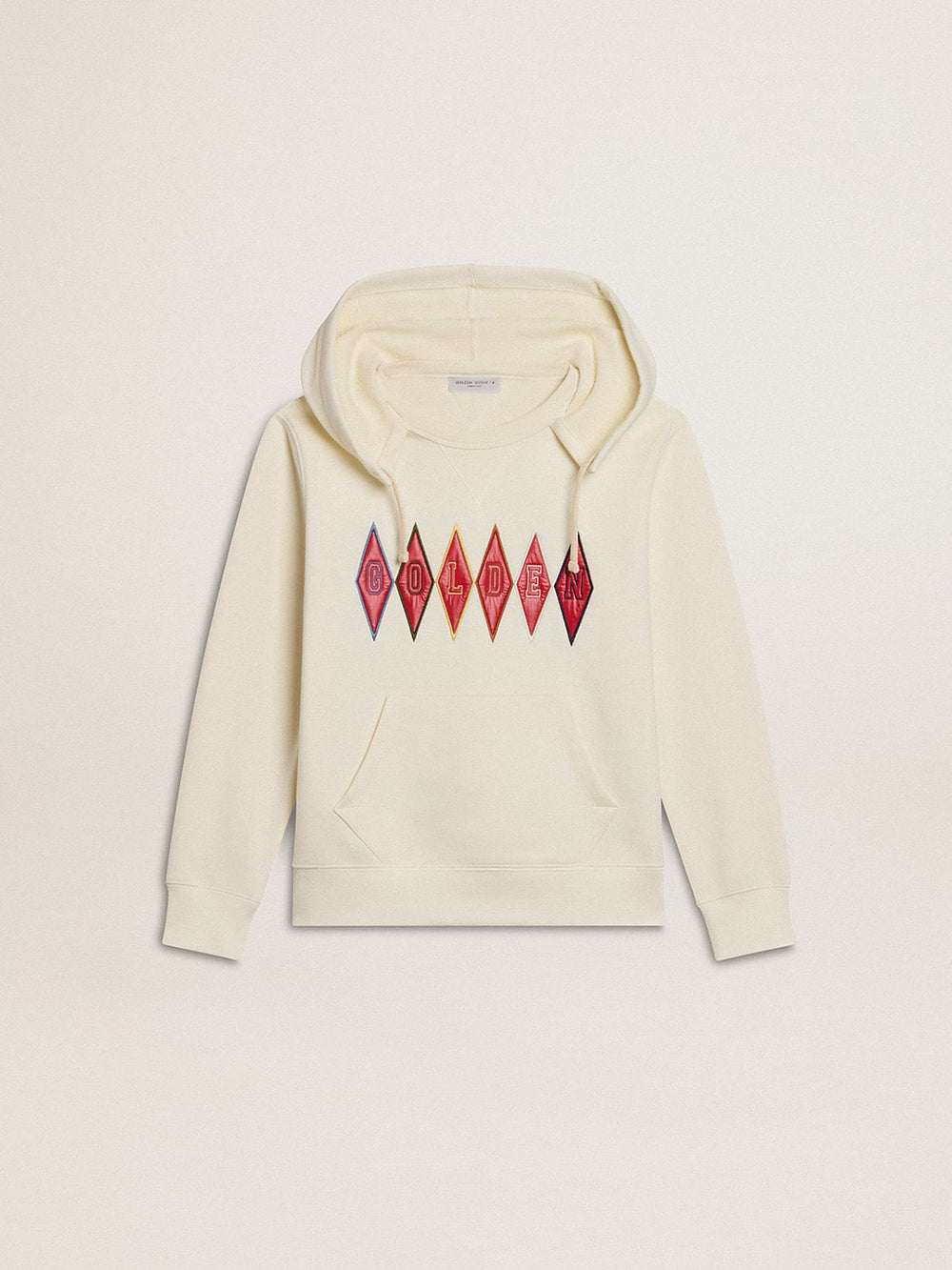 Golden Goose Hooded sweatshirt in worn white with Golden embroidery on the front