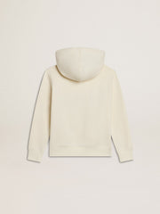 Golden Goose Hooded sweatshirt in worn white with Golden embroidery on the front