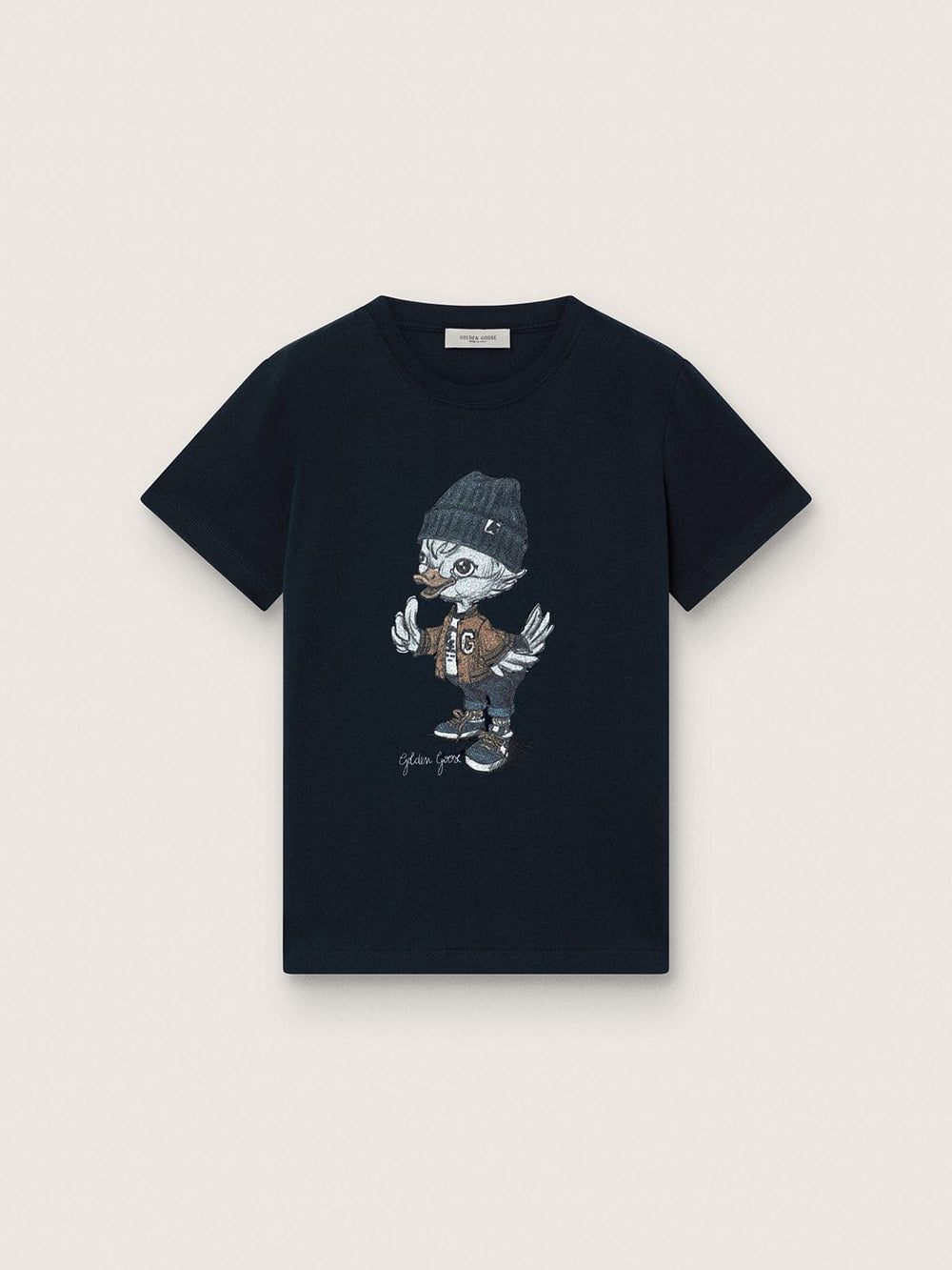 Golden Goose Journey T-shirt for boys in blue cotton jersey with digital mascot print