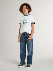 Golden Goose Boys' white T-shirt with blue print