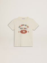 Golden Goose Boys’ T-shirt in worn white with multicolor lettering