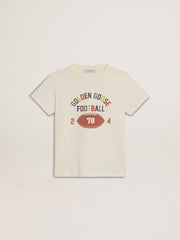 Golden Goose Boys’ T-shirt in worn white with multicolor lettering