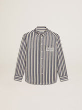 Golden Goose Boys' striped shirt with Golden Dreamers detail on the pocket