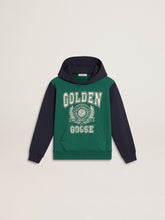 Golden Goose Boys' green and blue sweatshirt with hood and print