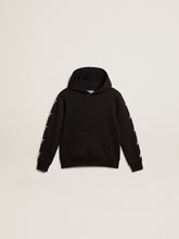 Golden Goose Boys’ hooded sweatshirt in black with contrasting silver stars