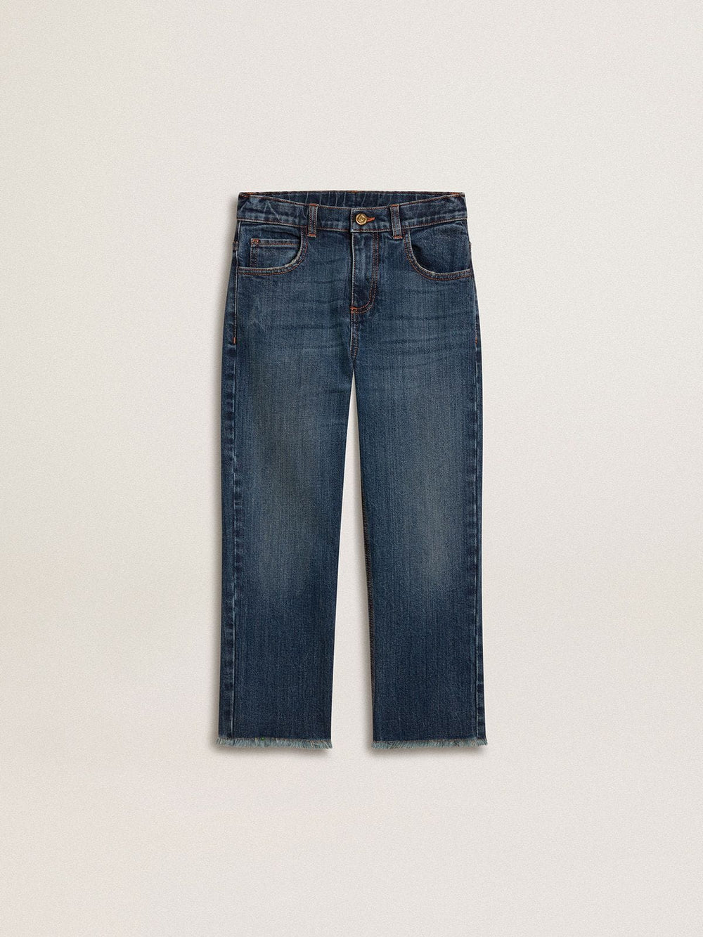 Golden Goose Boys' denim jeans with a raw edge and embroidery