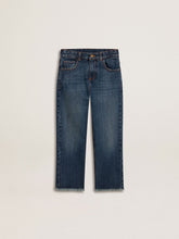Golden Goose Boys' denim jeans with a raw edge and embroidery