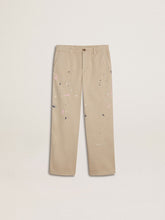 Golden Goose Kids’ beige chino pants with multicolor splashes