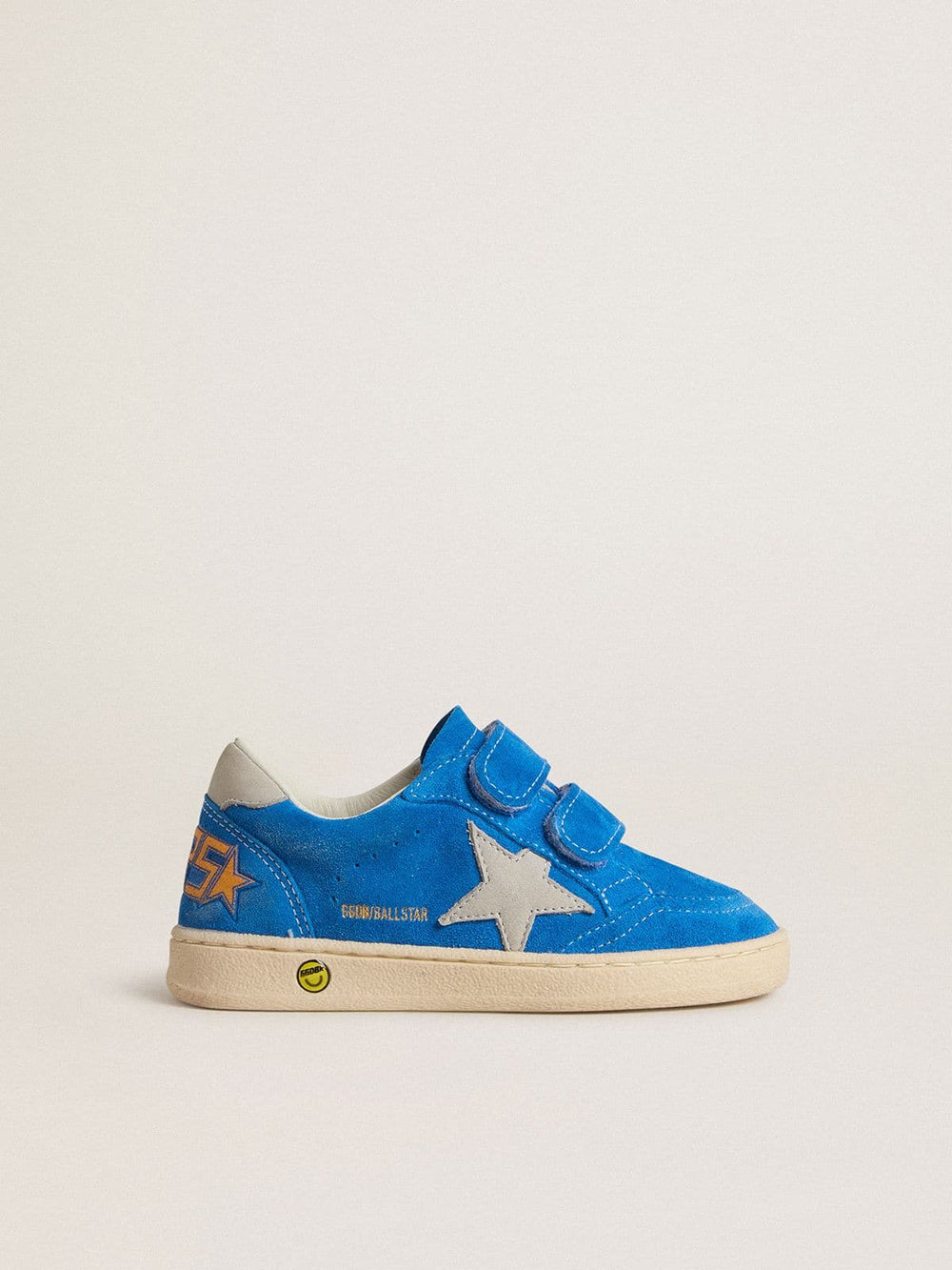Golden Goose Junior Ball Star in light blue suede with gray nubuck star and heel tab