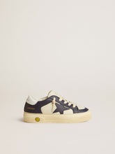 Golden Goose May Junior in white and blue leather with leather star and heel tab