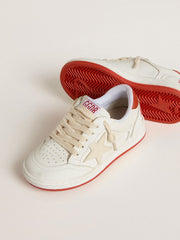 Golden Goose Junior Ball Star in leather with cream-colored star and red leather heel tab
