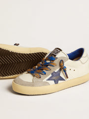 Golden Goose Super-Star Junior with blue leather star and ice-gray suede inserts