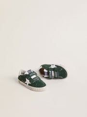 Golden Goose Old School Junior in green suede with white leather star and heel tab