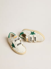 Golden Goose Old School Junior with green suede star and heel tab