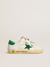 Golden Goose Old School Young with green suede star and heel tab