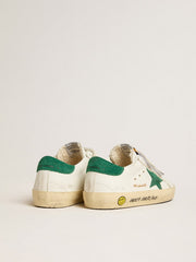 Golden Goose Old School Young with green suede star and heel tab