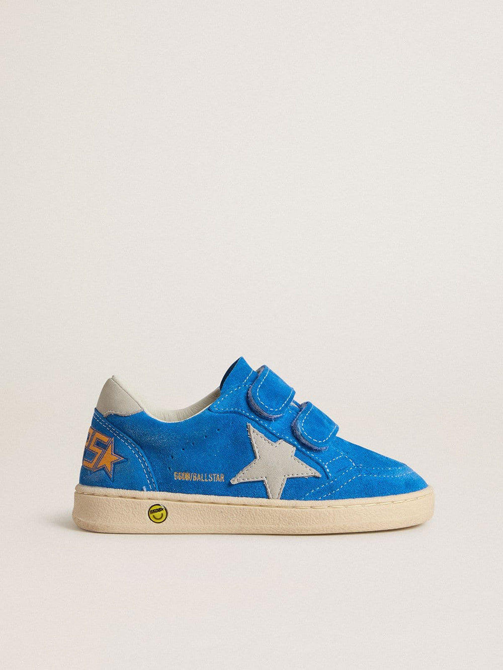 Golden Goose Teen Ball Star in light blue suede with gray nubuck star and heel tab
