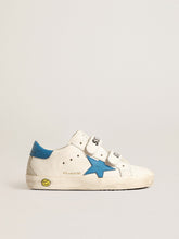 Golden Goose Old School Teen in leather with light blue star and heel tab