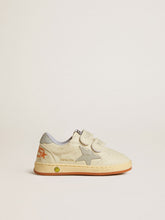 Golden Goose Ball Star Teen in white leather with powder blue star and heel tab