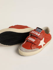 Golden Goose Young Old School in orange nappa with white star and cream-colored leather heel tab