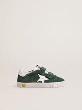Golden Goose Old School Young in green suede with white leather star and heel tab
