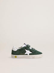 Golden Goose Old School Young in green suede with white leather star and heel tab