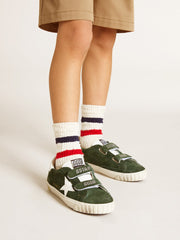 Golden Goose Old School Young in green suede with white leather star and heel tab