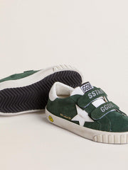 Golden Goose Old School Young in green suede with white leather star and heel tab