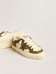 Golden Goose May Teen in white and military green leather
